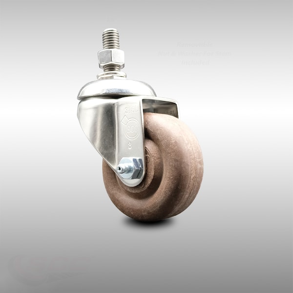Service Caster 3 Inch 316SS High Temp Glass Filled Nylon Swivel 3/8 Inch Threaded Stem Caster SCC-SS316TS20S314-GFNSHT-381615 - main